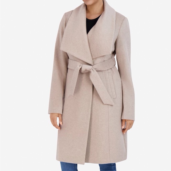 **SALE** COLE HAAN SIGNATURE PINK/BLUSH Slick Wool Blend Wrap Coat. 3X - Picture 2 of 14
